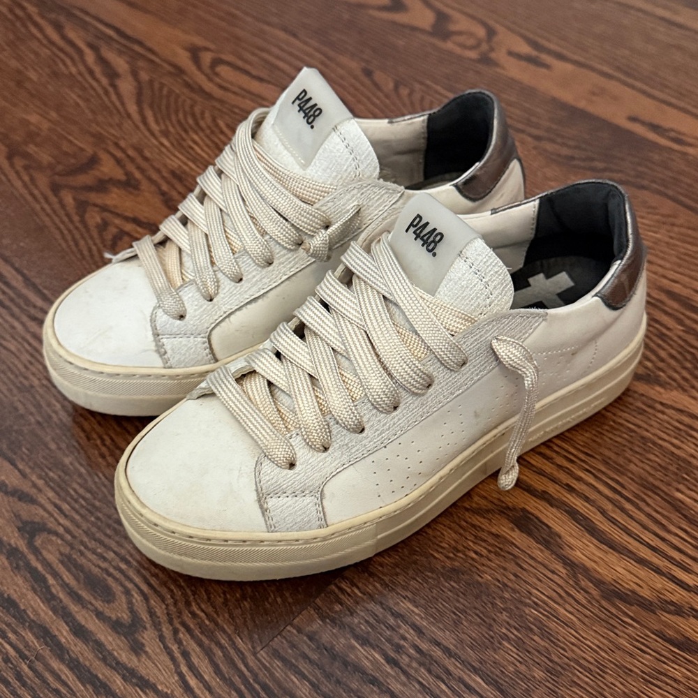 P448 Cream and metallic Low-Top Sneakers